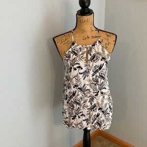 Old Navy White Halter Cami with Black Floral Print Women Size Small